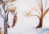 Winter trees and the sun, 1997 il on canvas, 9770 cm