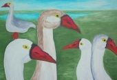 Geese, 2008 il on canvas, 7097 cm