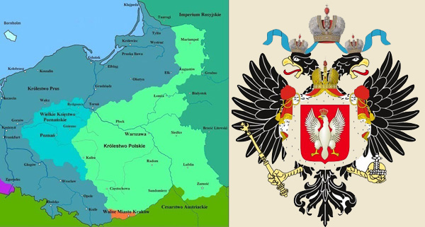 Карта и герб царства Польского